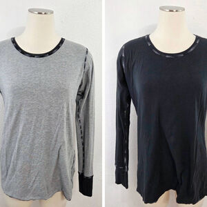 Lululemon Reversible Cabin Long Sleeve Tee II black gray women's top